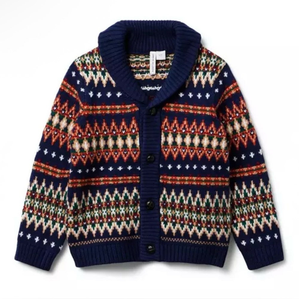 Janie and Jack Boys “The Library Cardigan” - Fair Isle Sweater - Size 2T
